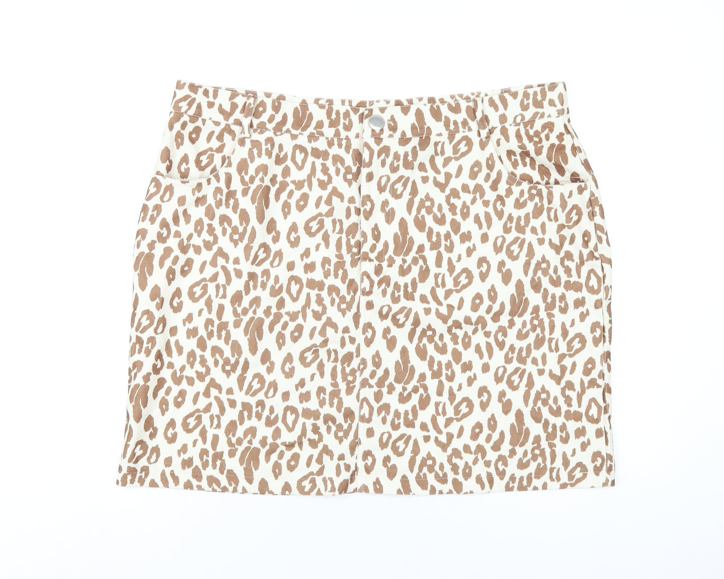 Daisy Street Womens Beige Animal Print Polyester A-Line Skirt Size 20 Zip