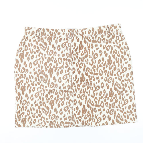 Daisy Street Womens Beige Animal Print Polyester A-Line Skirt Size 20 Zip