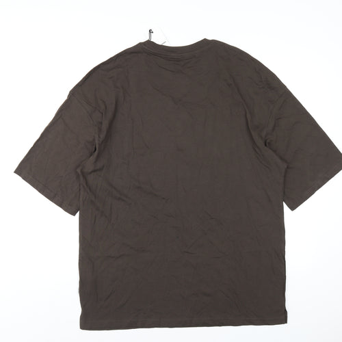 JACK & JONES Mens Brown Cotton T-Shirt Size M Round Neck