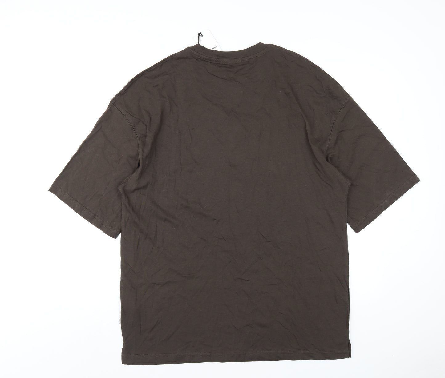 JACK & JONES Mens Brown Cotton T-Shirt Size M Round Neck