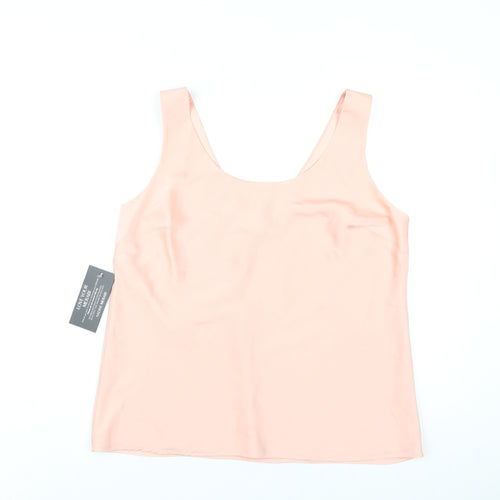 Nadine Merabi Womens Pink Polyester Basic Tank Size L Scoop Neck