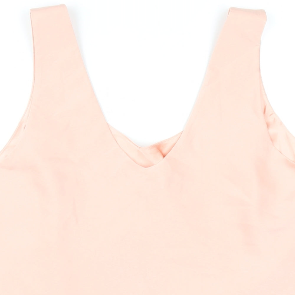 Nadine Merabi Womens Pink Polyester Basic Tank Size L Scoop Neck