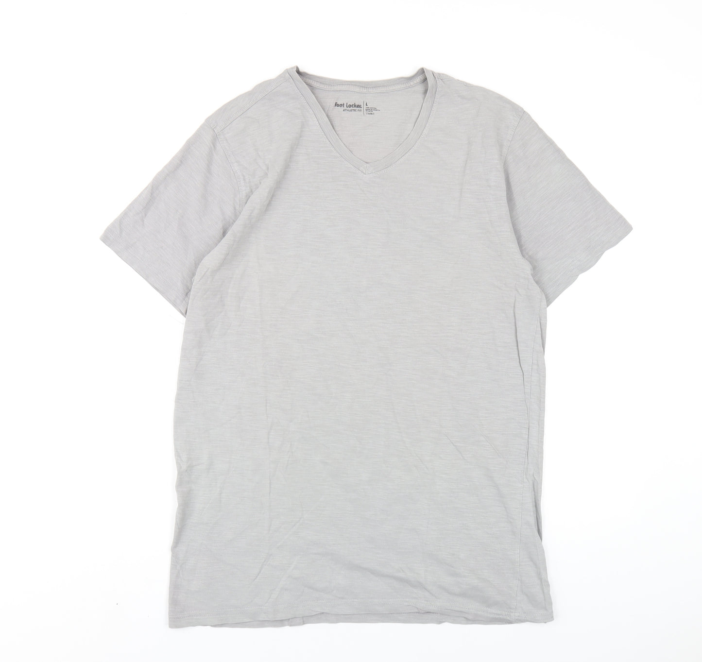 Foot Locker Mens Grey Cotton T-Shirt Size L V-Neck