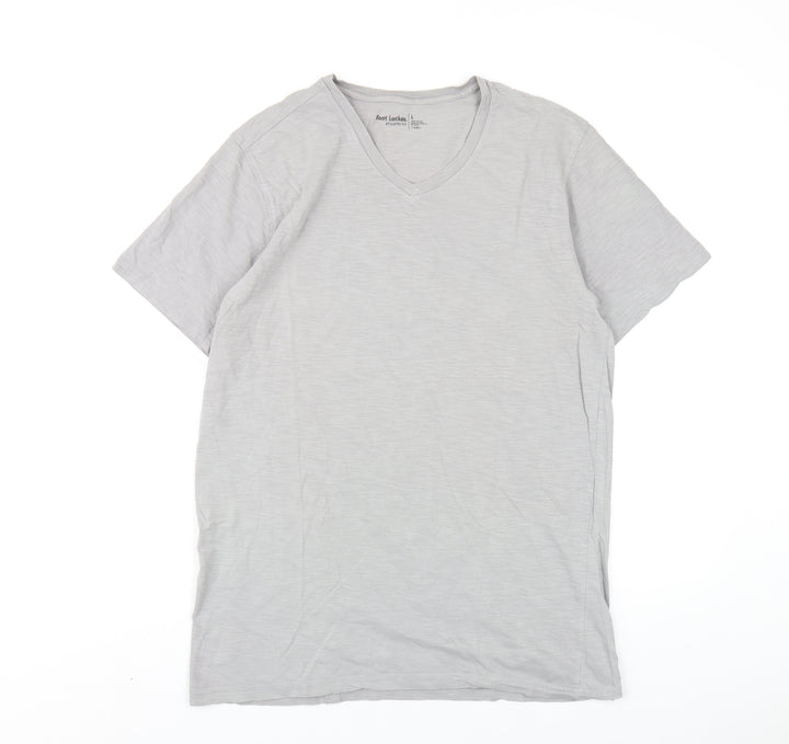 Foot Locker Mens Grey Cotton T-Shirt Size L V-Neck