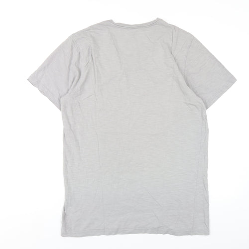 Foot Locker Mens Grey Cotton T-Shirt Size L V-Neck