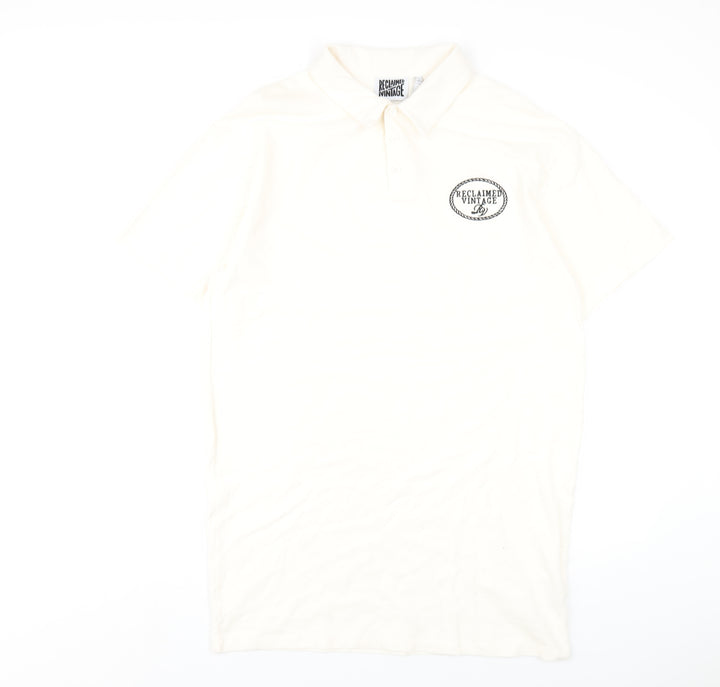 Reclaimed Vintage Womens Ivory Cotton T-Shirt Dress Size 12 Collared Button