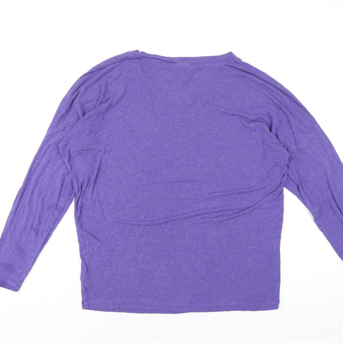 CAbi Womens Purple Viscose Basic T-Shirt Size M V-Neck