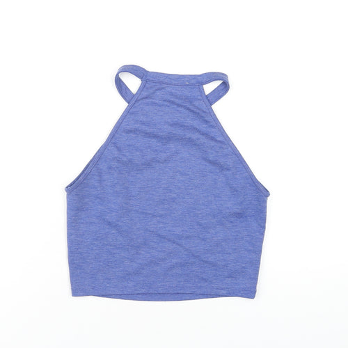 Zara Womens Blue Polyester Basic T-Shirt Size S Round Neck
