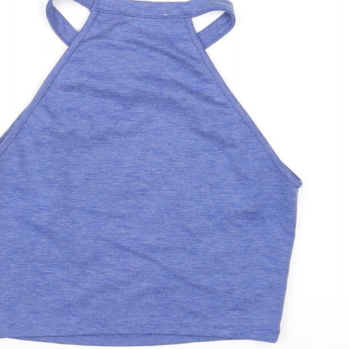 Zara Womens Blue Polyester Basic T-Shirt Size S Round Neck