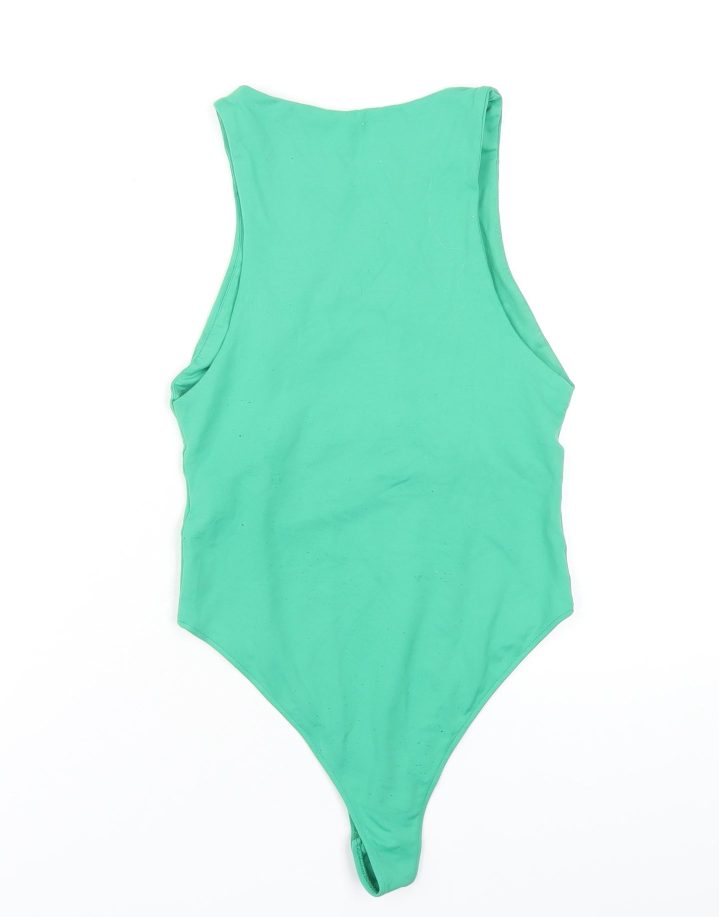 Zara Womens Green Polyamide Bodysuit One-Piece Size S Snap