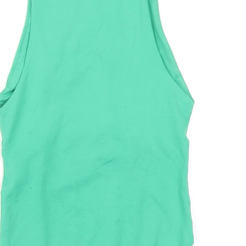 Zara Womens Green Polyamide Bodysuit One-Piece Size S Snap