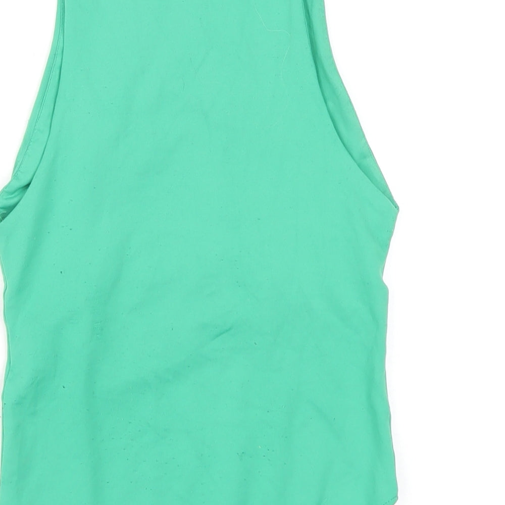 Zara Womens Green Polyamide Bodysuit One-Piece Size S Snap