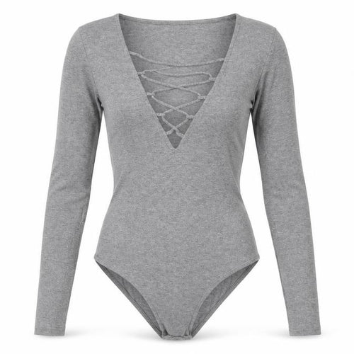 H&M Womens Grey Cotton Bodysuit One-Piece Size XS Snap