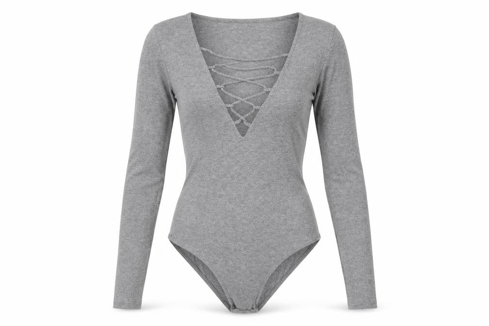 H&M Womens Grey Cotton Bodysuit One-Piece Size XS Snap