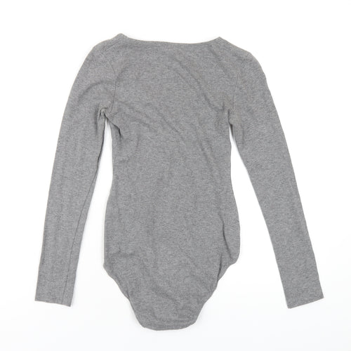 H&M Womens Grey Cotton Bodysuit One-Piece Size XS Snap