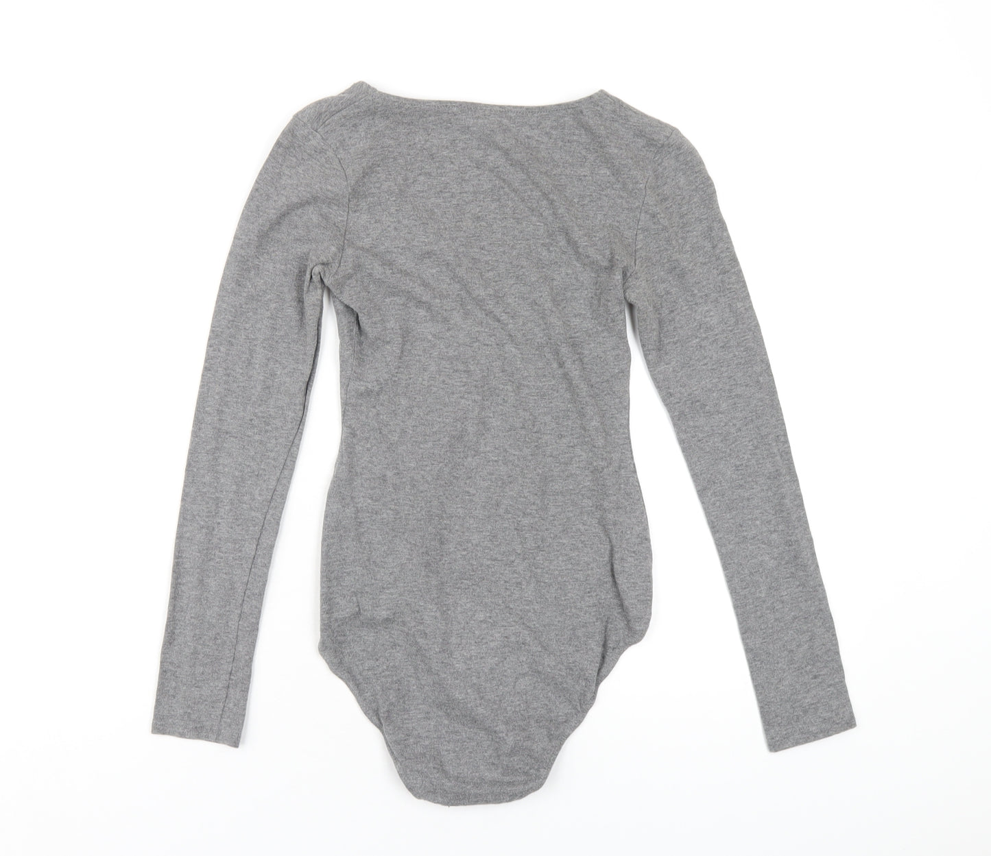 H&M Womens Grey Cotton Bodysuit One-Piece Size XS Snap