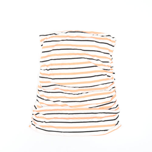 Dorothy Perkins Womens Multicoloured Striped Cotton Basic T-Shirt Size 12 Square Neck