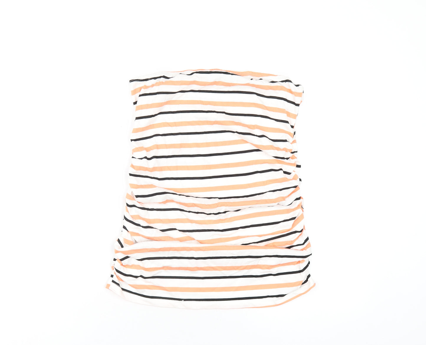 Dorothy Perkins Womens Multicoloured Striped Cotton Basic T-Shirt Size 12 Square Neck