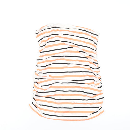 Dorothy Perkins Womens Multicoloured Striped Cotton Basic T-Shirt Size 12 Square Neck