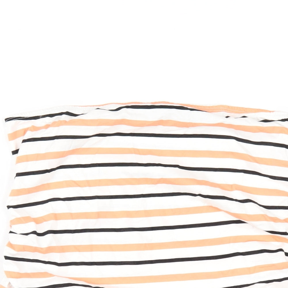 Dorothy Perkins Womens Multicoloured Striped Cotton Basic T-Shirt Size 12 Square Neck