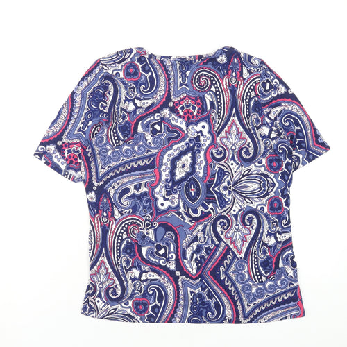Classic Womens Multicoloured Geometric Viscose Basic T-Shirt Size 12 Round Neck