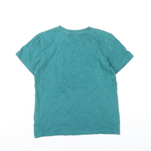 NEXT Boys Green Cotton Basic T-Shirt Size 7 Years Round Neck Pullover