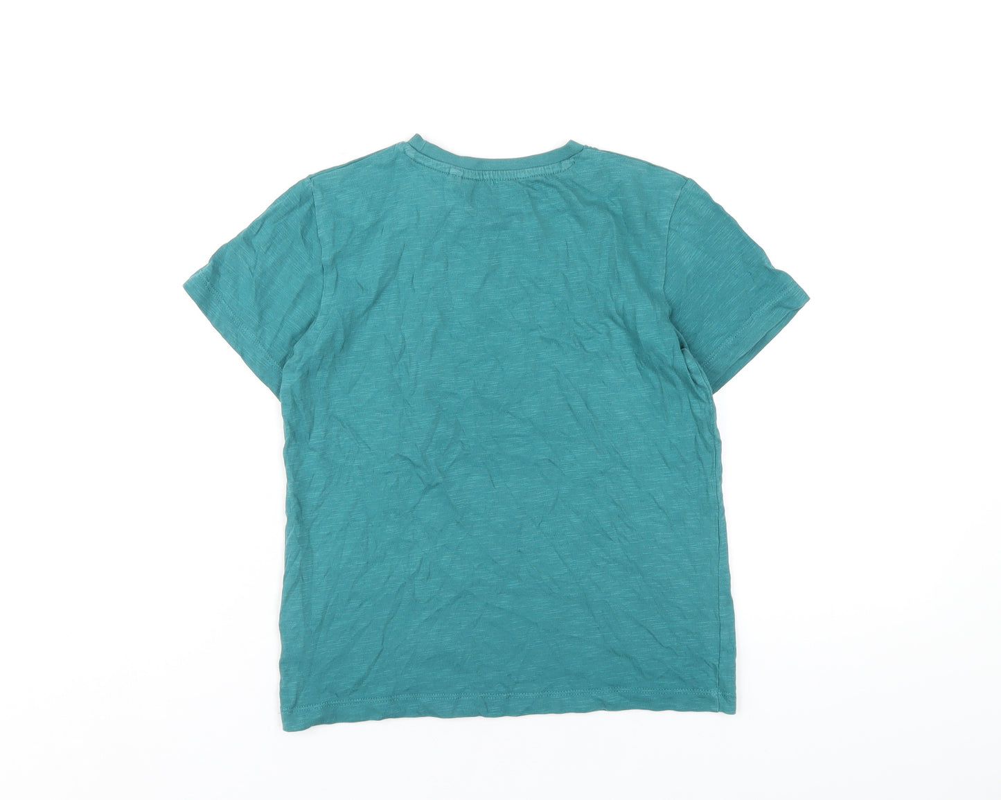 NEXT Boys Green Cotton Basic T-Shirt Size 7 Years Round Neck Pullover