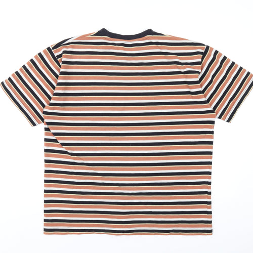 Berkertex Mens Multicoloured Striped Cotton T-Shirt Size M Round Neck