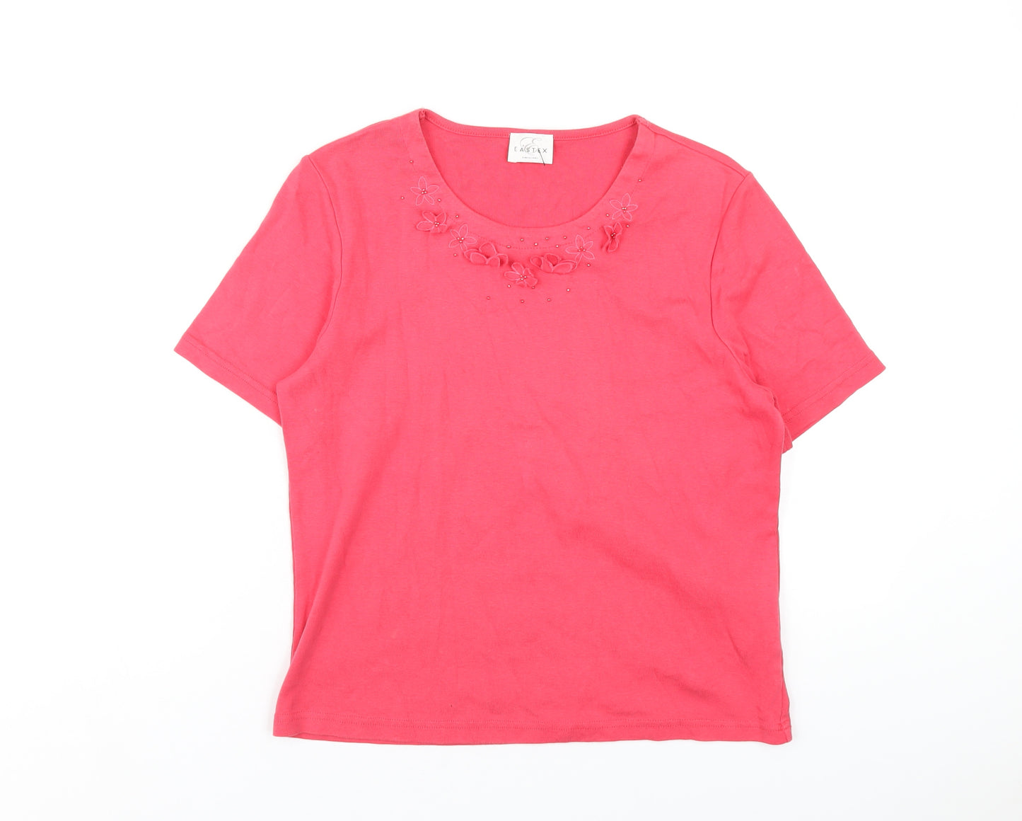 Eastex Womens Pink Cotton Basic T-Shirt Size 10 Round Neck