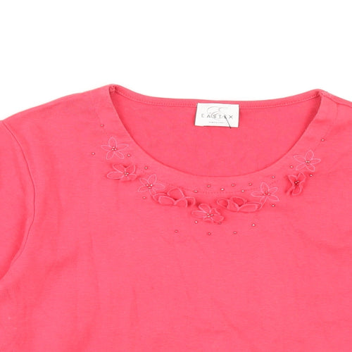 Eastex Womens Pink Cotton Basic T-Shirt Size 10 Round Neck