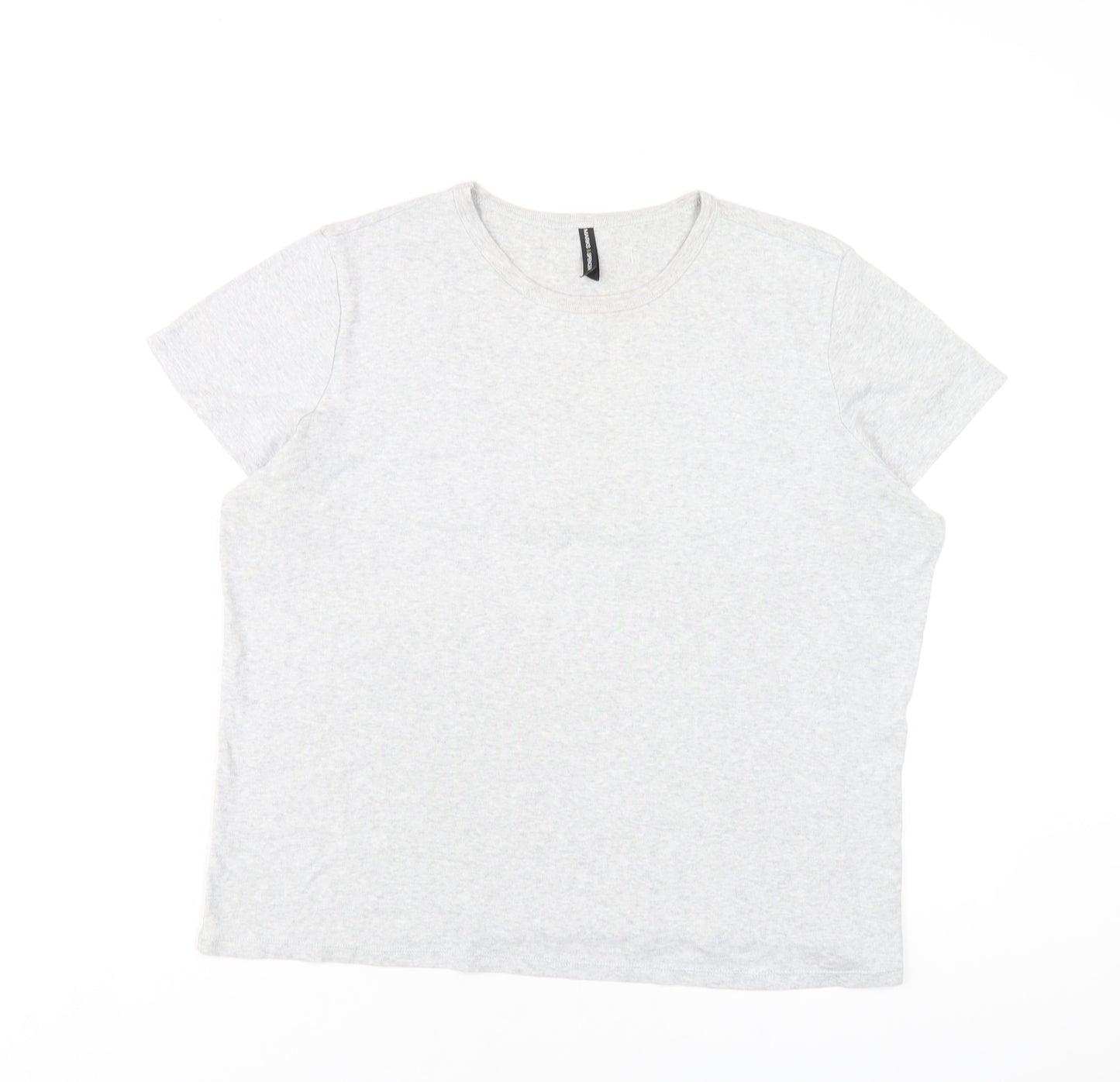 Marks and Spencer Womens Grey Cotton Basic T-Shirt Size 20 Round Neck