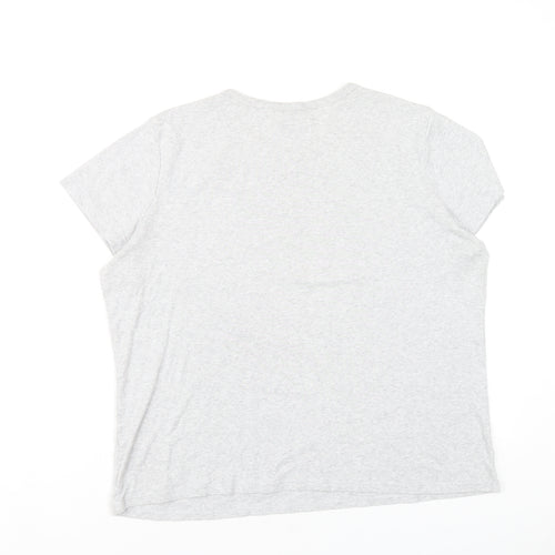 Marks and Spencer Womens Grey Cotton Basic T-Shirt Size 20 Round Neck