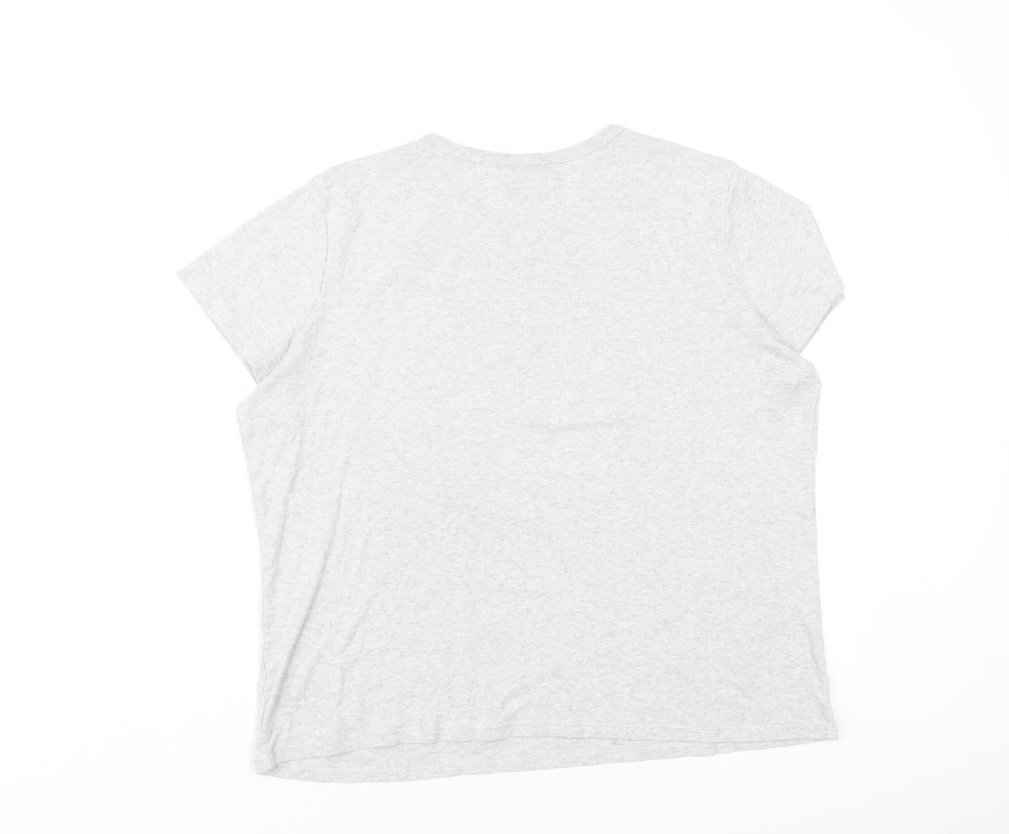 Marks and Spencer Womens Grey Cotton Basic T-Shirt Size 20 Round Neck