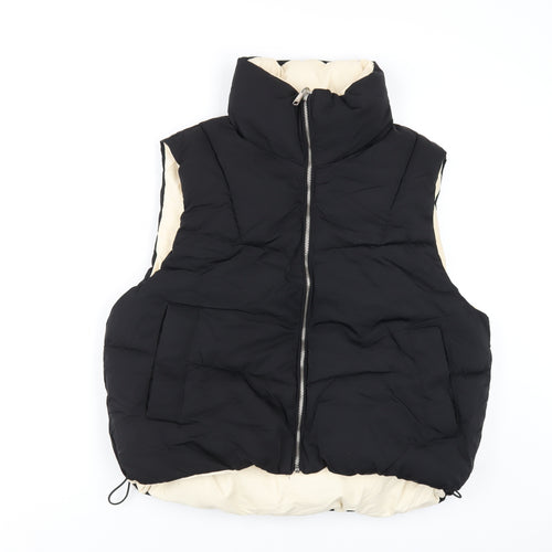 Bershka Womens Black Gilet Waistcoat Size L Zip