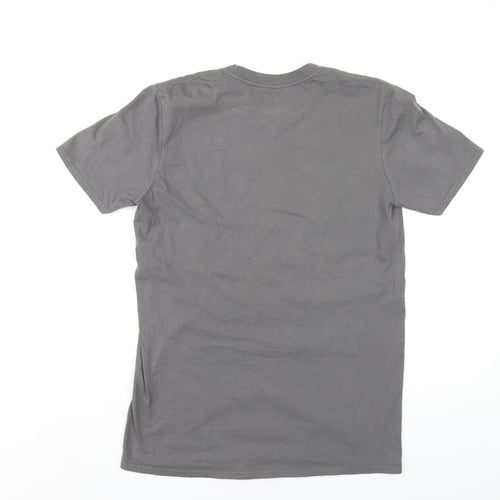 Asylum Mens Grey Cotton T-Shirt Size M Round Neck