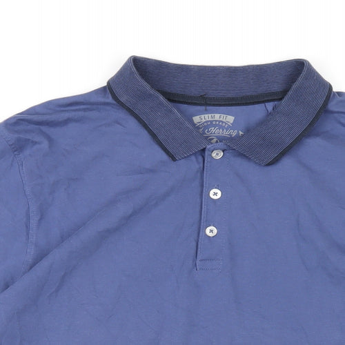 Red Herring Mens Blue Cotton Polo Size XL Collared Button