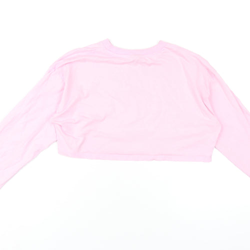 ASOS Womens Pink Cotton Cropped T-Shirt Size 8 Round Neck