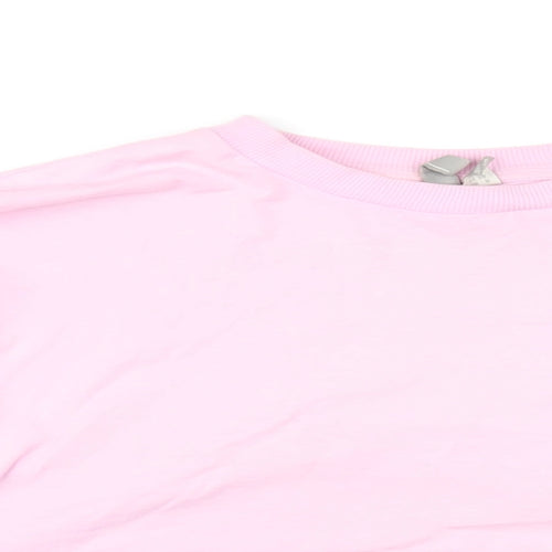 ASOS Womens Pink Cotton Cropped T-Shirt Size 8 Round Neck