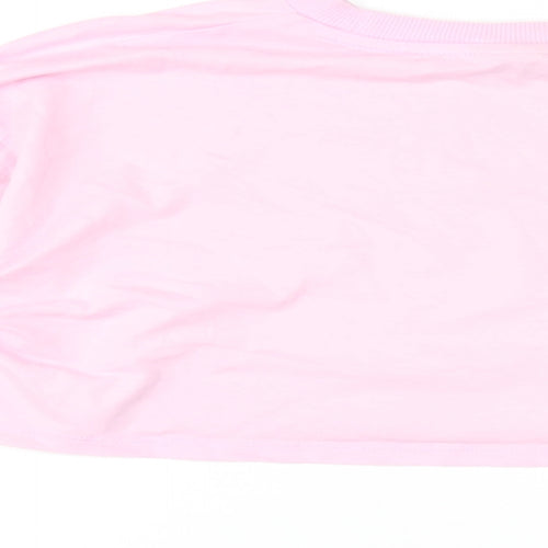 ASOS Womens Pink Cotton Cropped T-Shirt Size 8 Round Neck