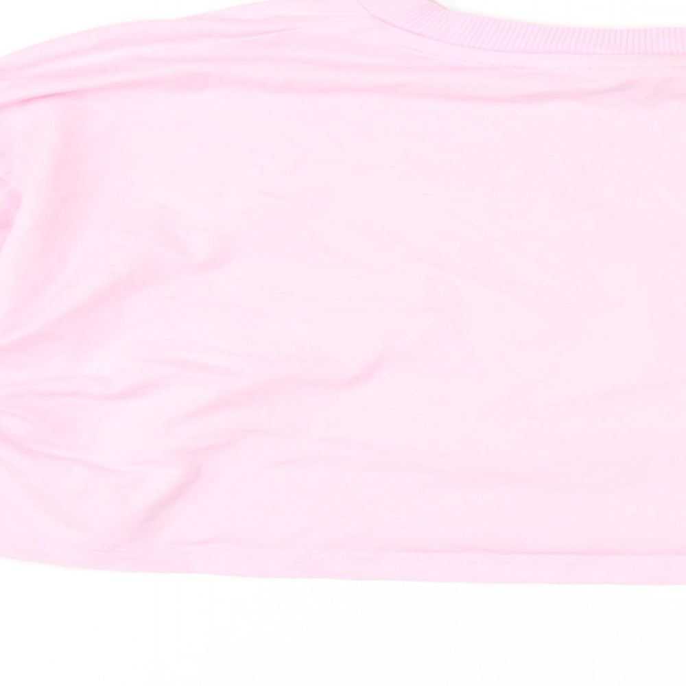 ASOS Womens Pink Cotton Cropped T-Shirt Size 8 Round Neck