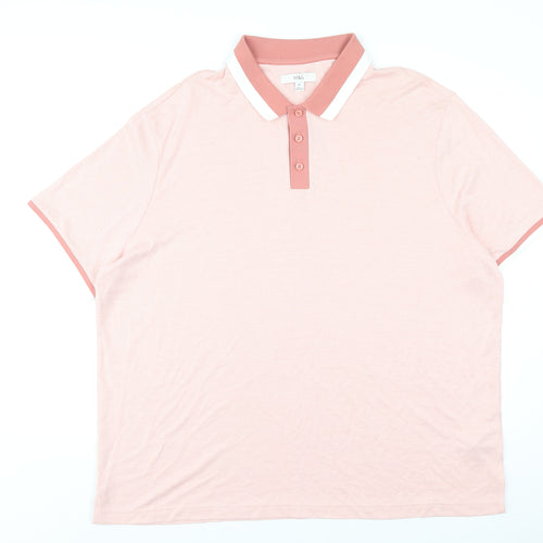 Marks and Spencer Mens Pink Modal Polo Size 3XL Collared Button