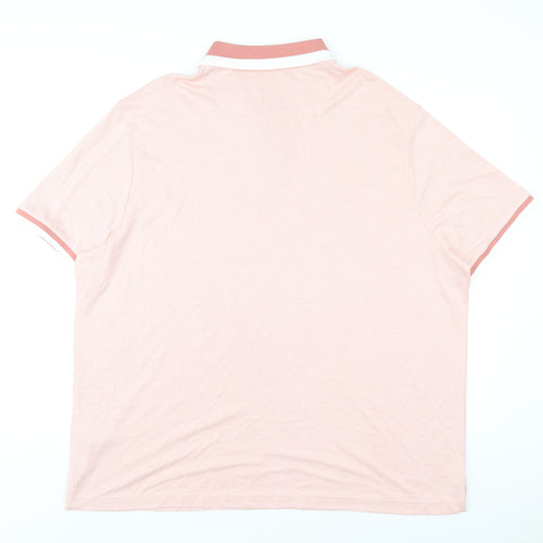 Marks and Spencer Mens Pink Modal Polo Size 3XL Collared Button