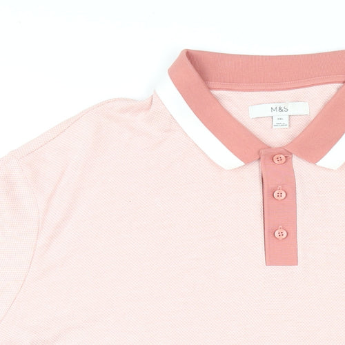 Marks and Spencer Mens Pink Modal Polo Size 3XL Collared Button