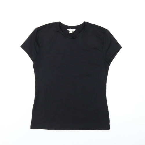 H&M Womens Black Polyamide Basic T-Shirt Size L Round Neck