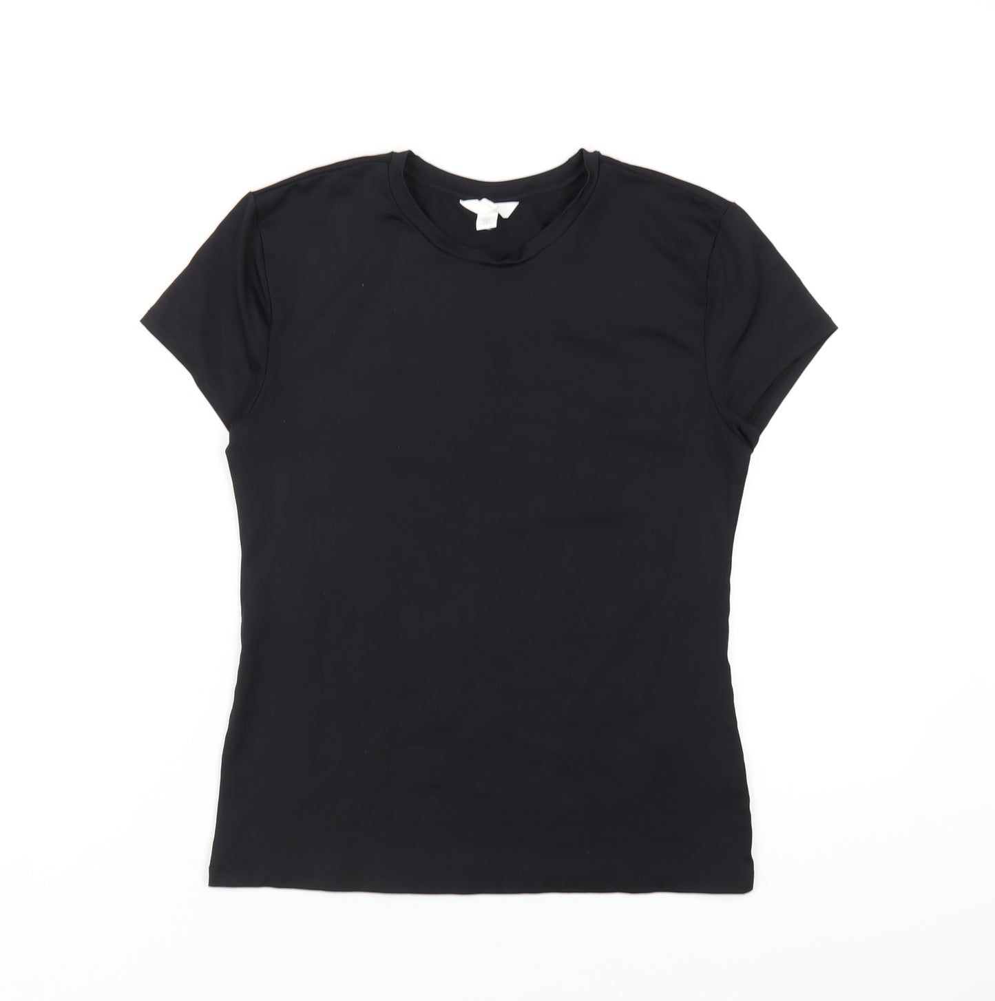 H&M Womens Black Polyamide Basic T-Shirt Size L Round Neck