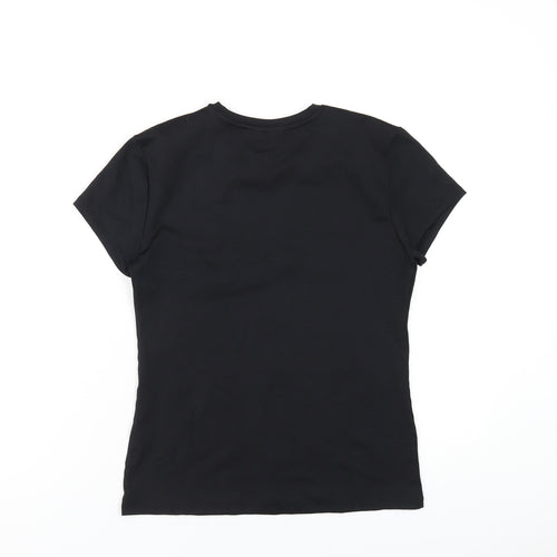 H&M Womens Black Polyamide Basic T-Shirt Size L Round Neck