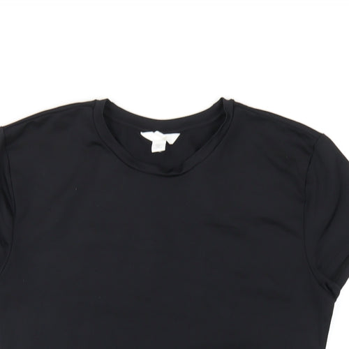 H&M Womens Black Polyamide Basic T-Shirt Size L Round Neck