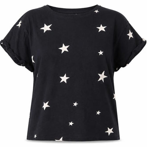 Marks and Spencer Womens Black Geometric Cotton Top Pyjama Top Size L
