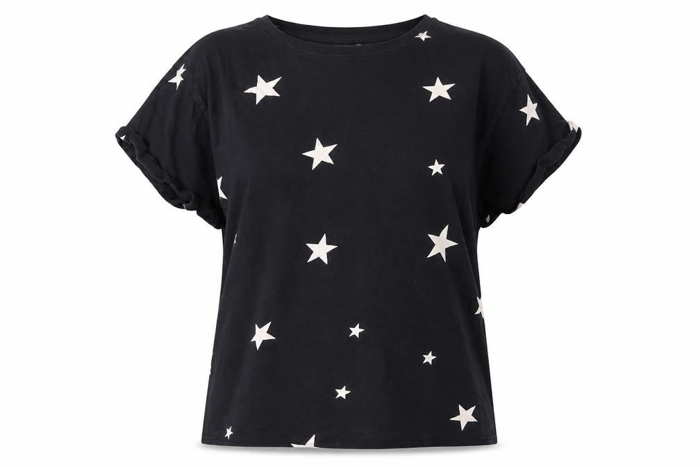 Marks and Spencer Womens Black Geometric Cotton Top Pyjama Top Size L