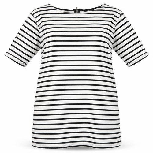 Topshop Womens White Striped Cotton A-Line Size 14 Round Neck Zip